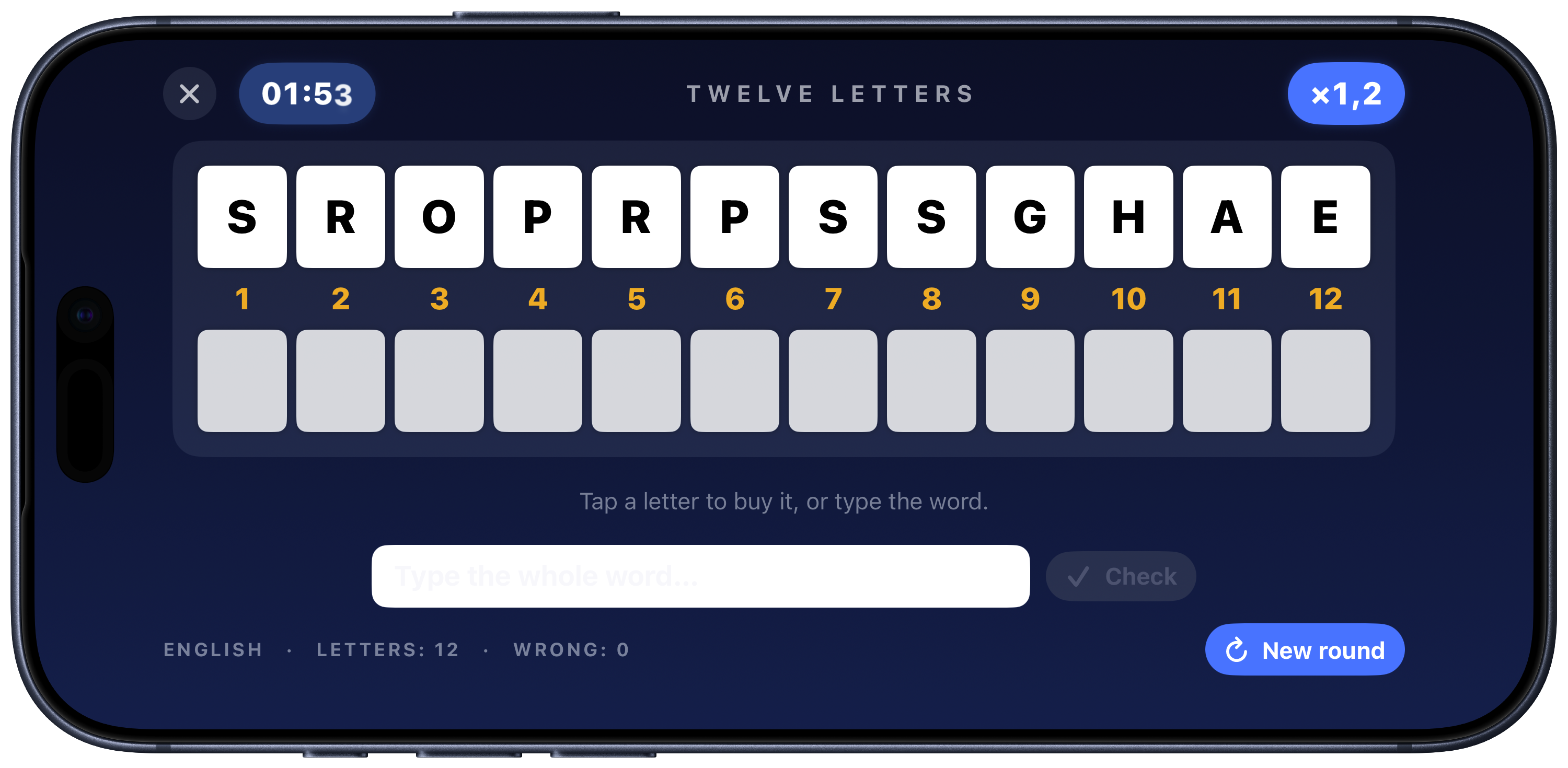 Twelve Letters fresh round